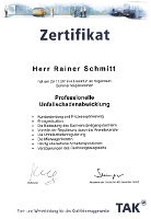 Zertifikat f&uuml;r Teilnahme am Seminar 'Professionelle Unfallschadenabwicklung'